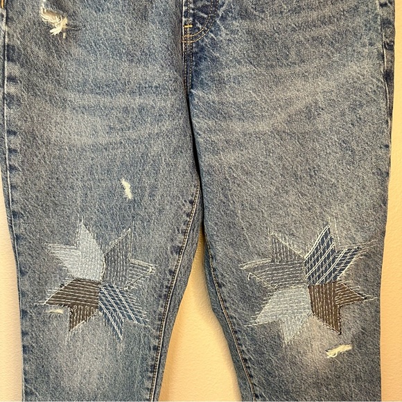 NEW Old Navy Higher High-Waisted Button-Fly Straight Patchwork Non-Stretch Jeans - Picture 4 of 9